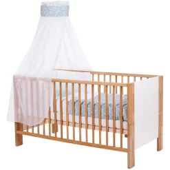 Babybay® Kinderbetthimmel Piqué Mit Band Für Applikation Stern Azurblau Sterne Weiß