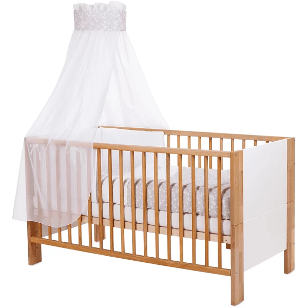 Babybay® Kinderbetthimmel Piqué Mit Band Für Applikation Stern Perlgrau Sterne Weiß 1 Babybay® Kinderbetthimmel Piqué Mit Band Für Applikation Stern Perlgrau Sterne Weiß
