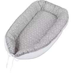 Babybay® Kuschelnest Perlgrau Sterne Weiß