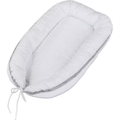Babybay® Kuschelnest Weiß Punkte Perlgrau