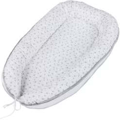 Babybay® Kuschelnest Weiß Sterne Perlgrau
