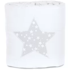 Babybay Nestchen Piqué Boxspring XXl Weiß Stern Perlgrau