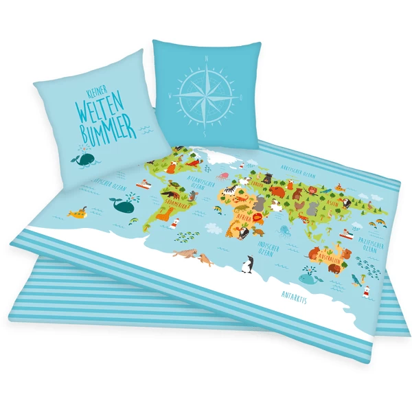 HERDING Bettwäsche Weltkarte 135x200cm 1 HERDING Bettwäsche Weltkarte 135x200cm