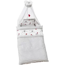 ROBA Kinderbettgarnitur 4tlg. 100x135cm Adam & Eule Grau Weiß Bedruckt