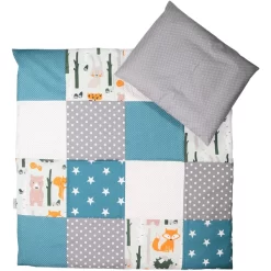 Ullenboom Baby Bettwäsche-Set Waldtiere Petrol 80 X 80 Cm + 35 X 40 Cm